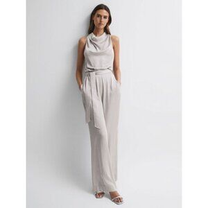 Reiss Rose Sleeveless Cowl Neck Jumpsuit Neutral Size 8
